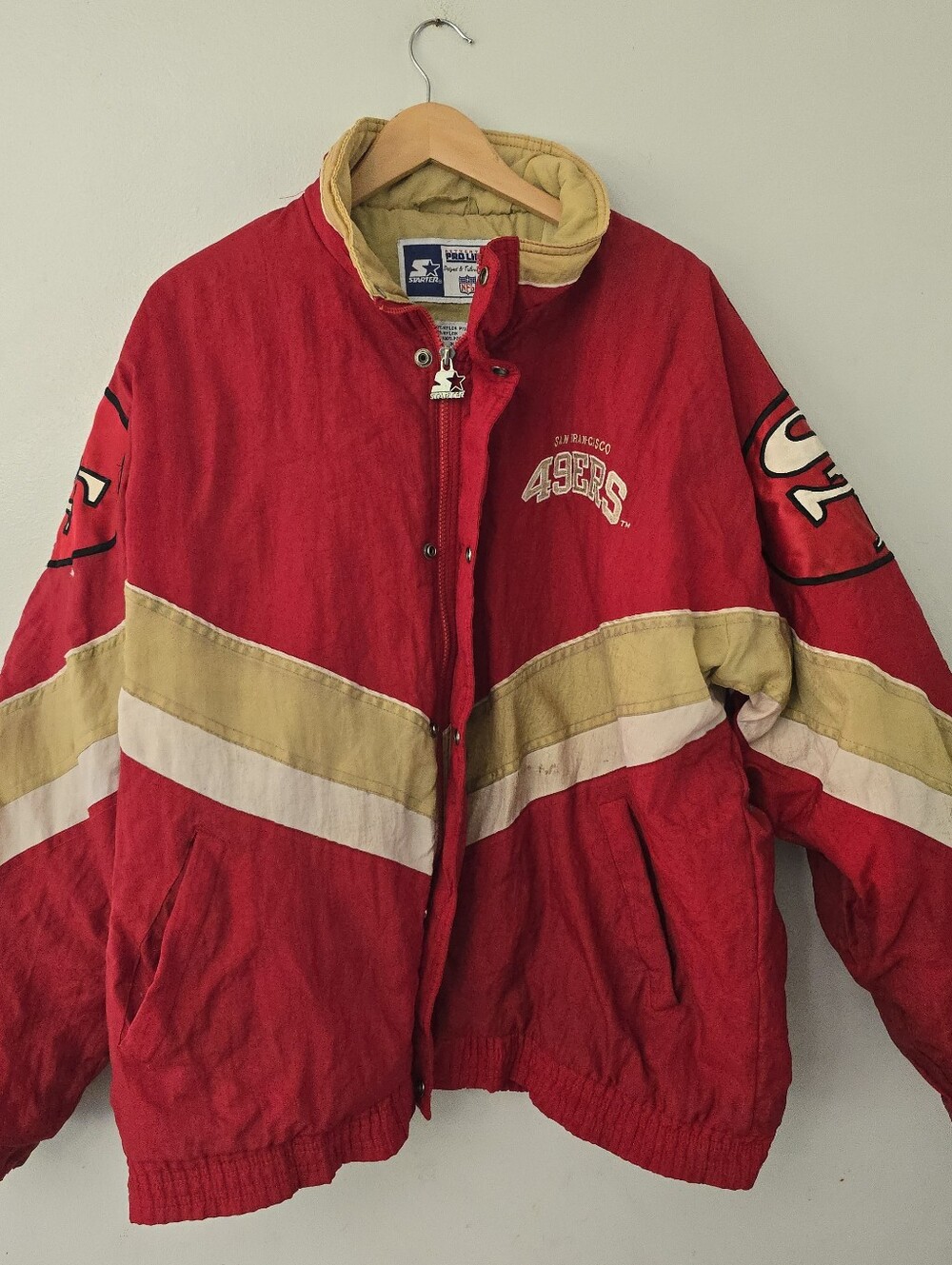 San Francisco 49ers Vintage 90s Starter Zip Up Jacket Hooded XL NFL Pro Line *re - Picture 1 of 16